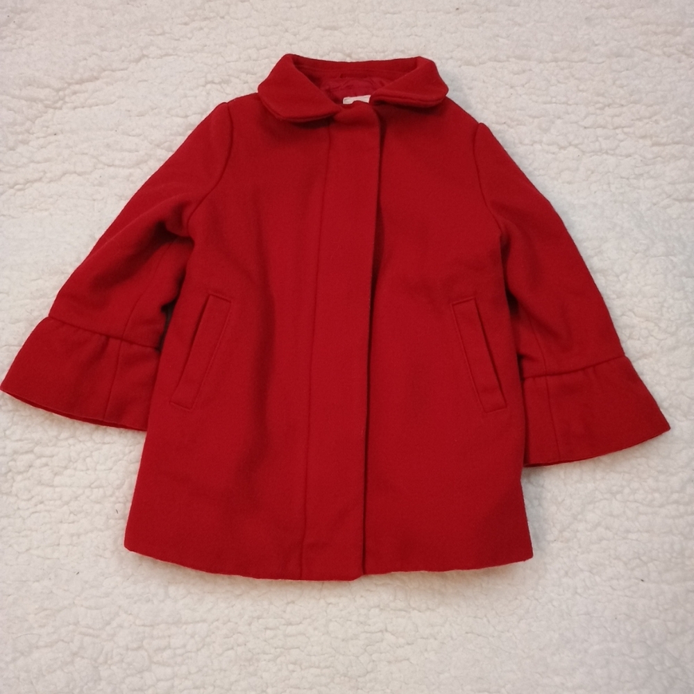 Baby Gap Infant Girls 18/24 Months Wool poly Blend Red Zip/Snap Coat
